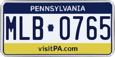 PA license plate MLB0765