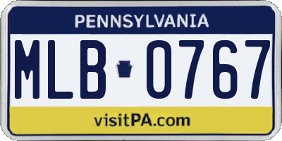 PA license plate MLB0767