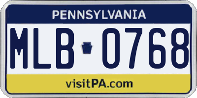 PA license plate MLB0768