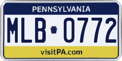PA license plate MLB0772