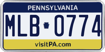 PA license plate MLB0774