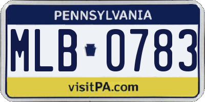 PA license plate MLB0783
