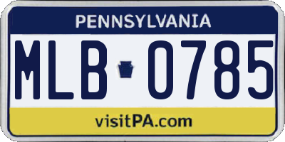 PA license plate MLB0785