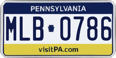 PA license plate MLB0786