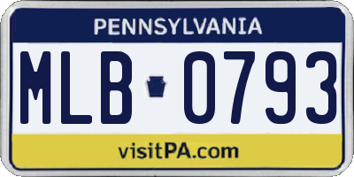PA license plate MLB0793