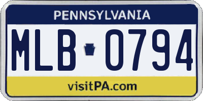 PA license plate MLB0794