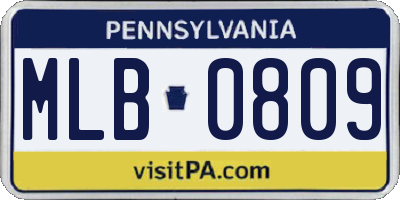PA license plate MLB0809