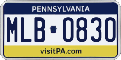 PA license plate MLB0830