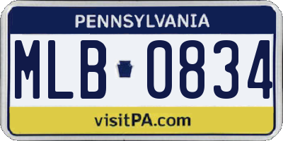 PA license plate MLB0834