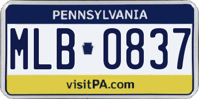 PA license plate MLB0837