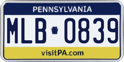 PA license plate MLB0839