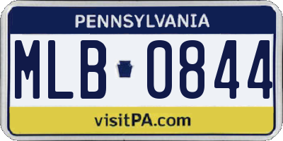 PA license plate MLB0844