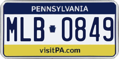 PA license plate MLB0849