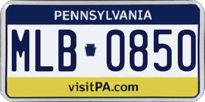 PA license plate MLB0850