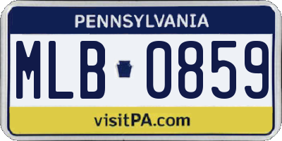 PA license plate MLB0859