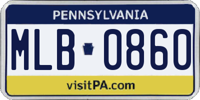 PA license plate MLB0860