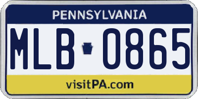 PA license plate MLB0865