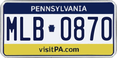 PA license plate MLB0870