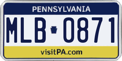 PA license plate MLB0871