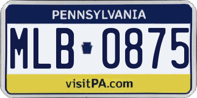 PA license plate MLB0875
