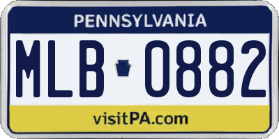 PA license plate MLB0882