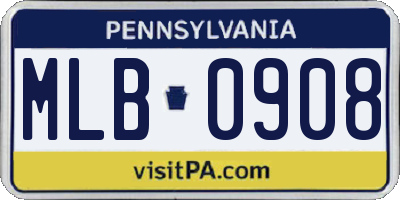 PA license plate MLB0908