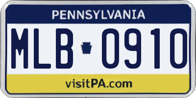 PA license plate MLB0910