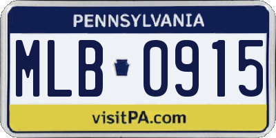 PA license plate MLB0915