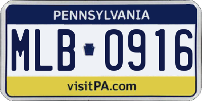 PA license plate MLB0916