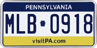 PA license plate MLB0918