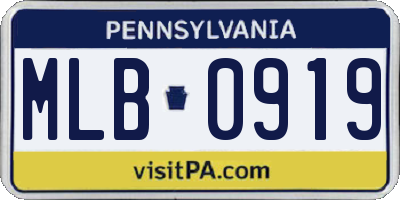 PA license plate MLB0919