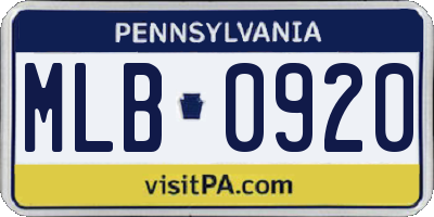 PA license plate MLB0920