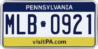 PA license plate MLB0921