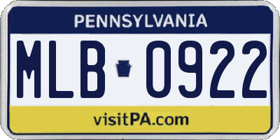 PA license plate MLB0922