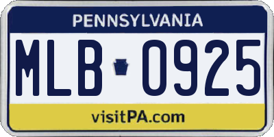 PA license plate MLB0925