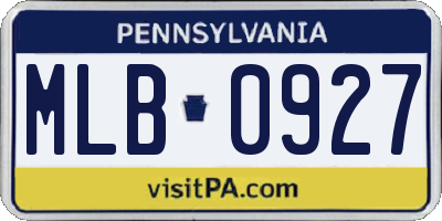 PA license plate MLB0927