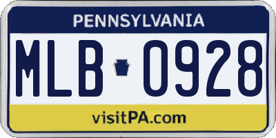 PA license plate MLB0928
