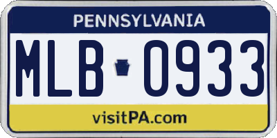 PA license plate MLB0933