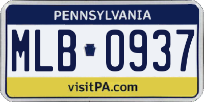 PA license plate MLB0937
