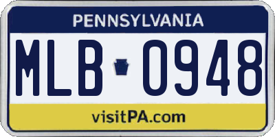 PA license plate MLB0948