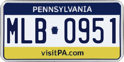 PA license plate MLB0951