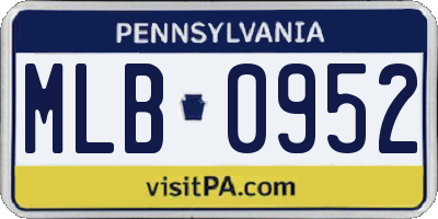 PA license plate MLB0952