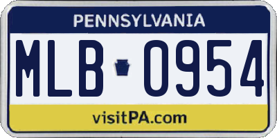 PA license plate MLB0954