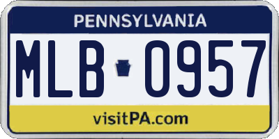 PA license plate MLB0957