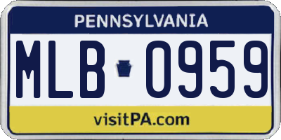 PA license plate MLB0959