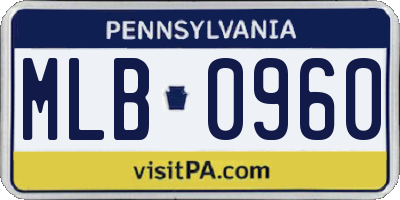 PA license plate MLB0960
