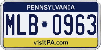 PA license plate MLB0963