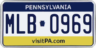 PA license plate MLB0969