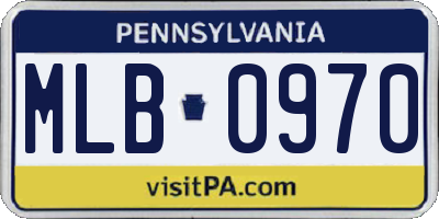 PA license plate MLB0970