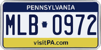 PA license plate MLB0972